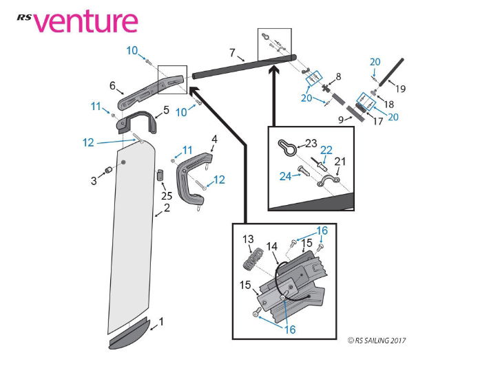 RS Venture C Rudder Stock & Parts v2