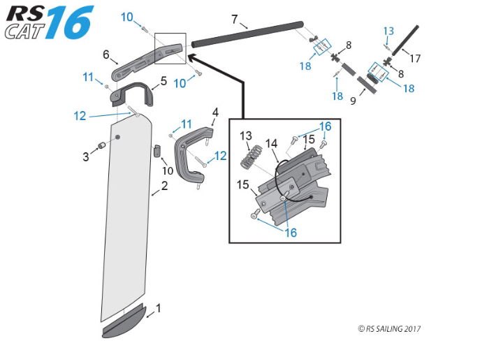 RS CAT16 Rudder Parts