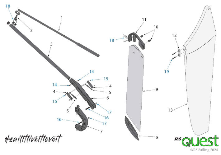 RS Quest Parts - Rudder Stock & Foils