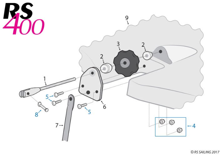 RS400 Hull parts - mast gate area